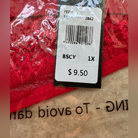 Frederick's of Hollywood * Lot of 2 * Fern Fishnet & LaceThong Size 1X in Cherry - Picture 6 of 7
